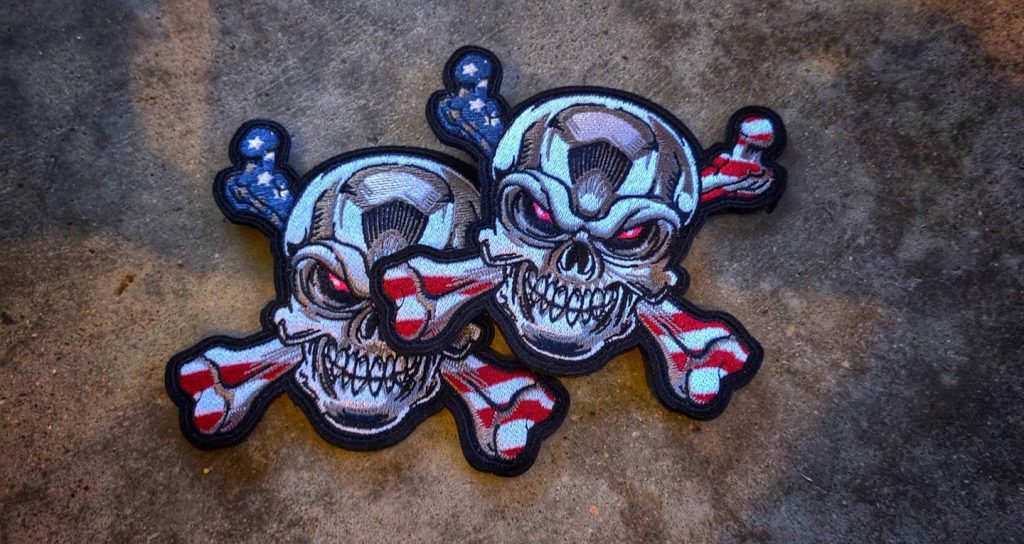 100% embroidered skull patch