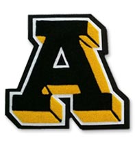 Black and yellow custom chenille varsity letter A