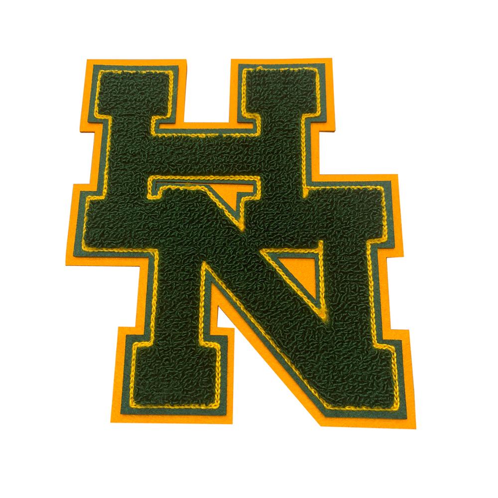 Yellow chainstitch border on chenille patch
