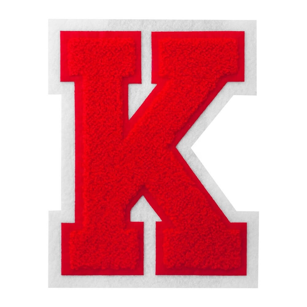 Red color chenille varsity letter K