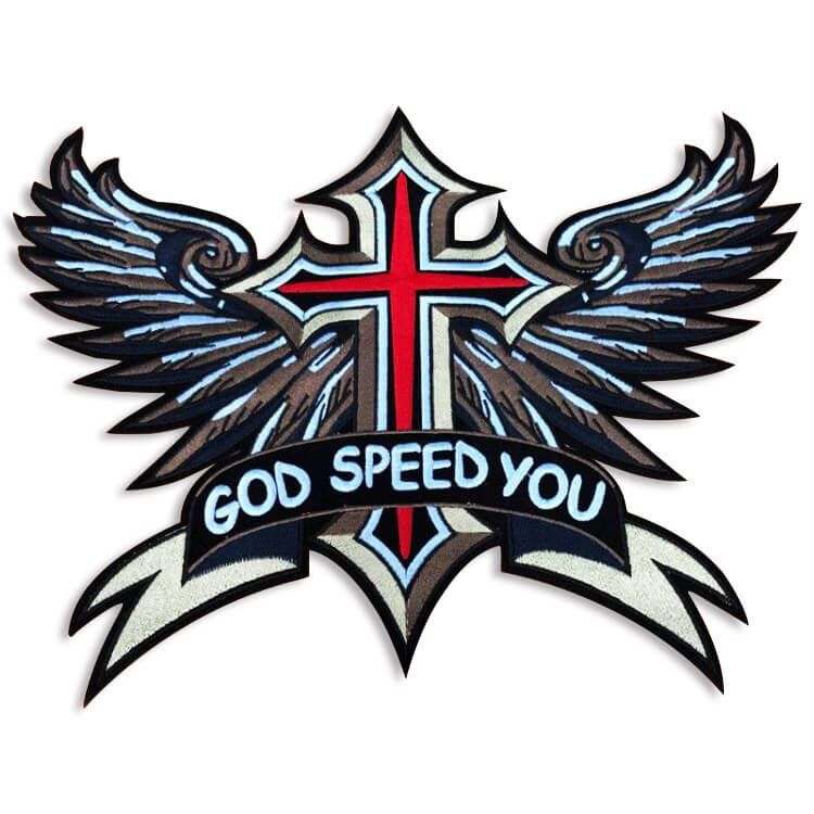 God Speed You Embroidered Motorcyle Patch for jacket back
