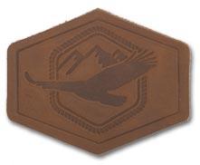 tan color suede leather patch with simple embossing