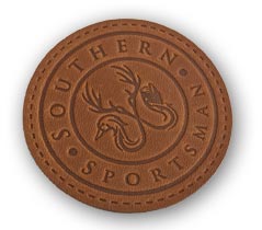 round leather patch with simple hard press embossing