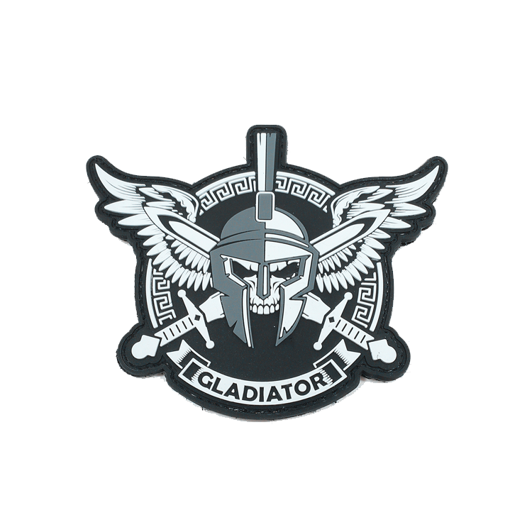 pvc morale patch with skull, wings, swords and spartan helmet