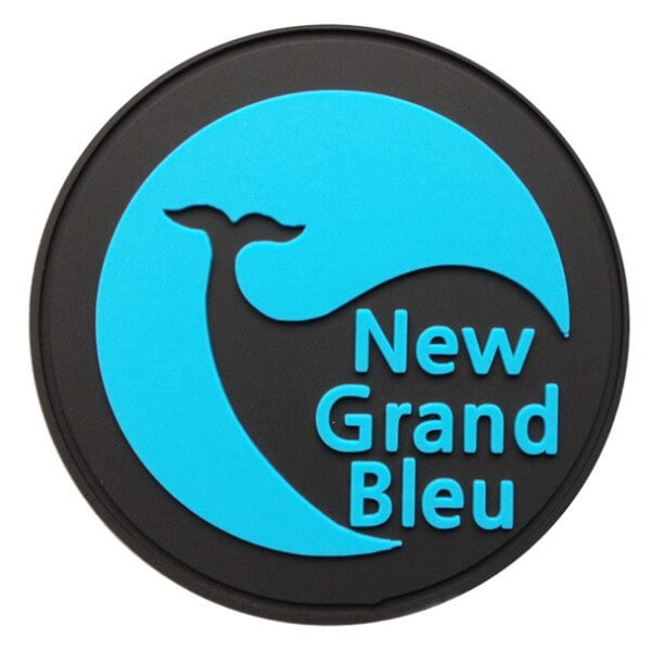 blue and black pvc patch for business logo