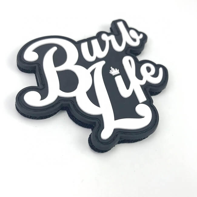Black and White PVC patch with cursive fonts