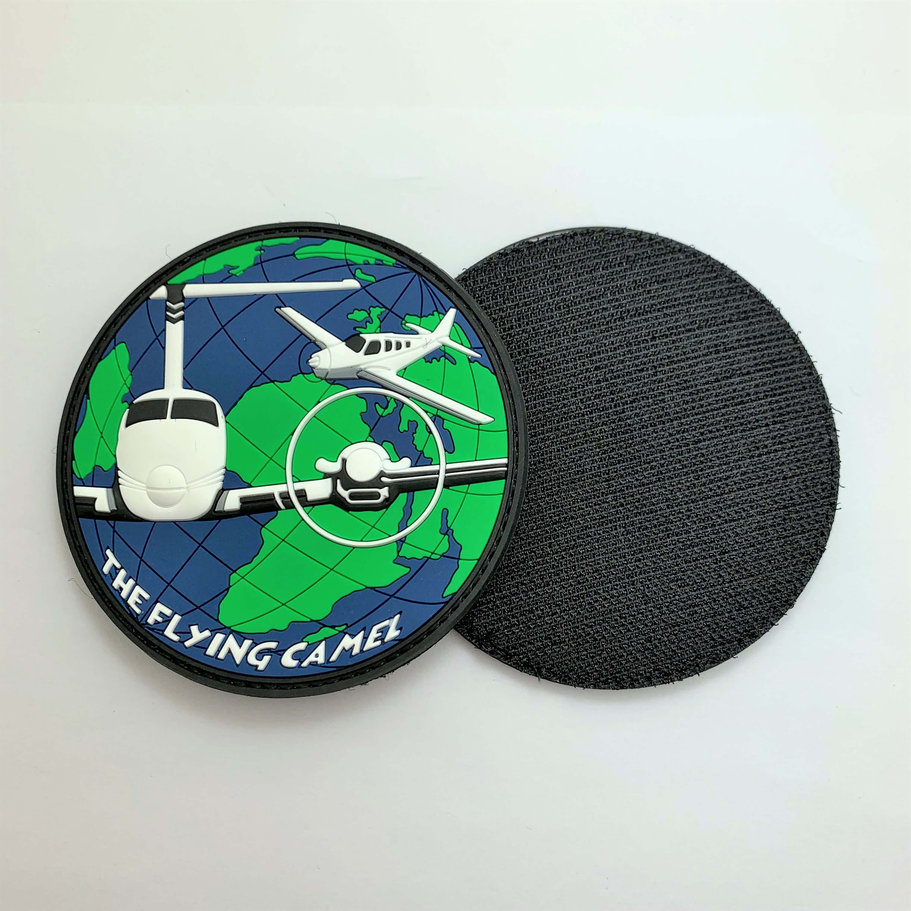 green and blue pvc patches with airplanes and african continent in background