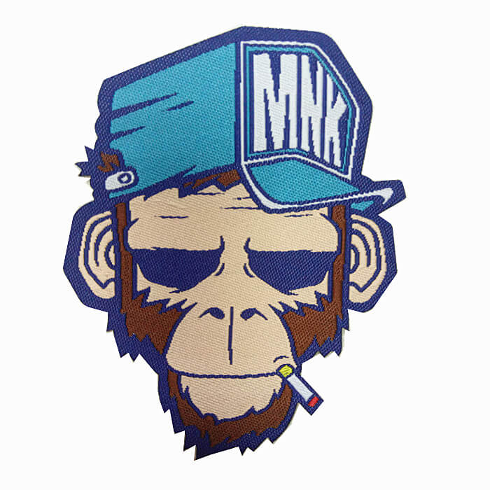 smoking monkey woven patch